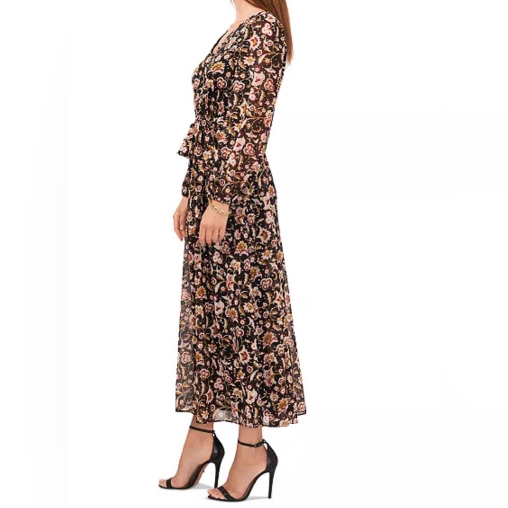MSK Cream and Brown Long Sleeve Sundress - Picture 5 of 8